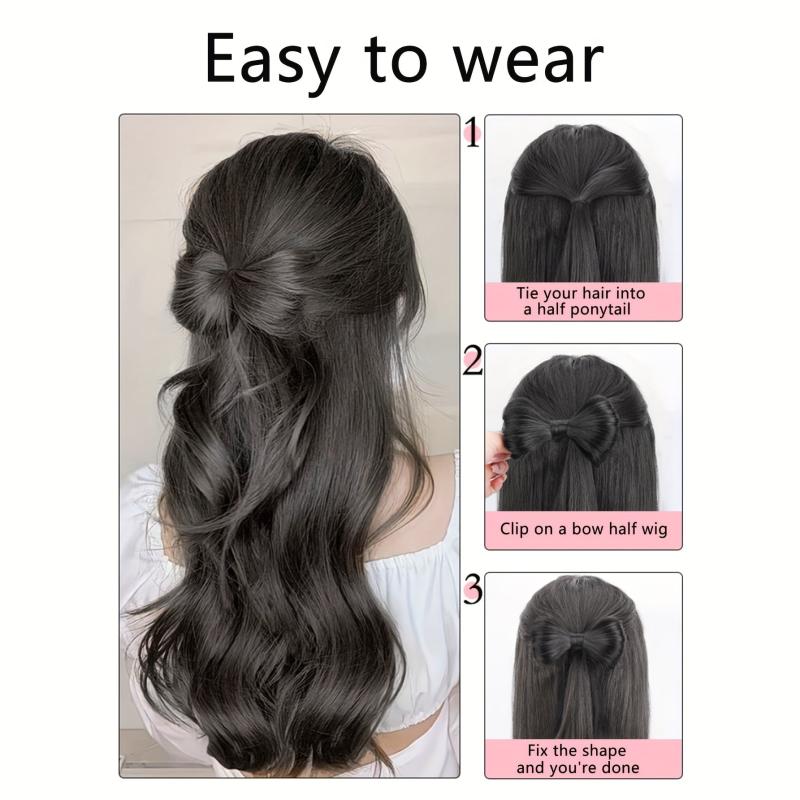 Bowknot Ponytail Medium Long Curly Wavy Ponytail Extensions Brown