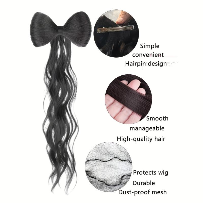 Bowknot Ponytail Medium Long Curly Wavy Ponytail Extensions Brown