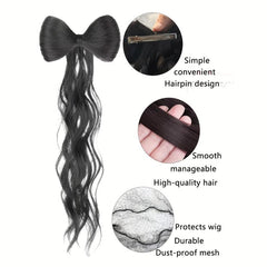 Bowknot Ponytail Medium Long Curly Wavy Ponytail Extensions Brown
