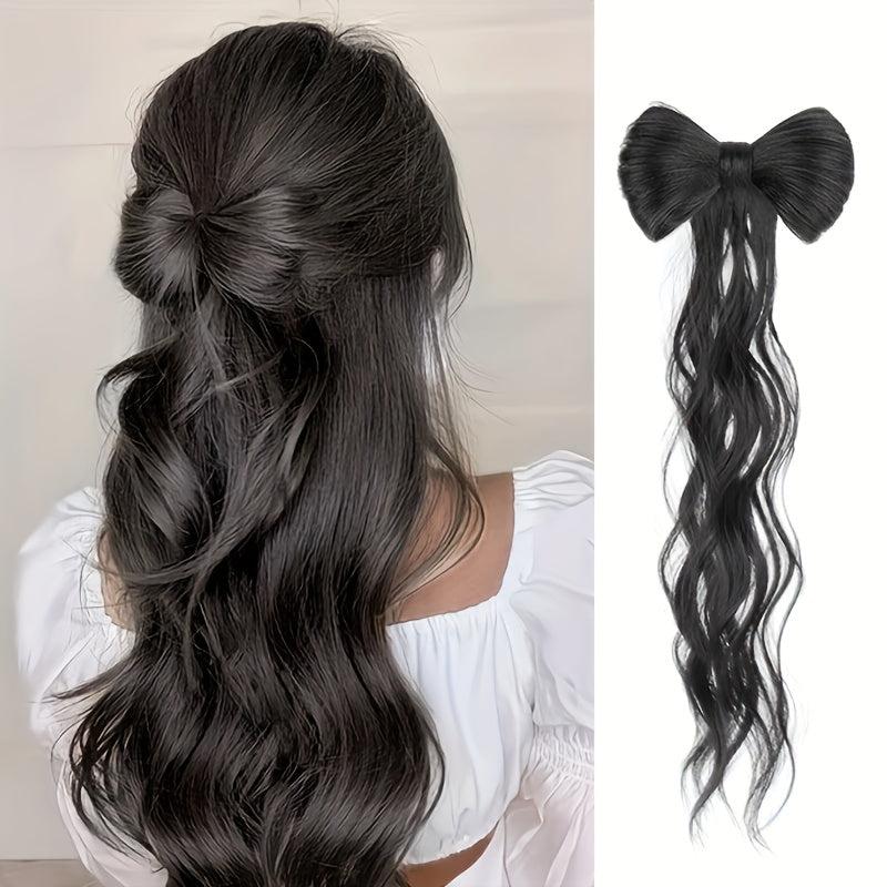 Bowknot Ponytail Medium Long Curly Wavy Ponytail Extensions Brown