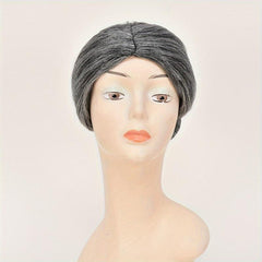 Grey Grandma Costume Wig with Hair Bun for Halloween Cosplay