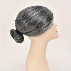 Grey Grandma Costume Wig with Hair Bun for Halloween Cosplay