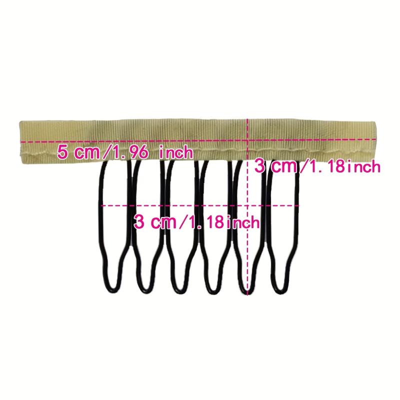 10 Pcs Wig Combs 6 Teeth Wig Clips Hairpiece Caps Accessories Tools