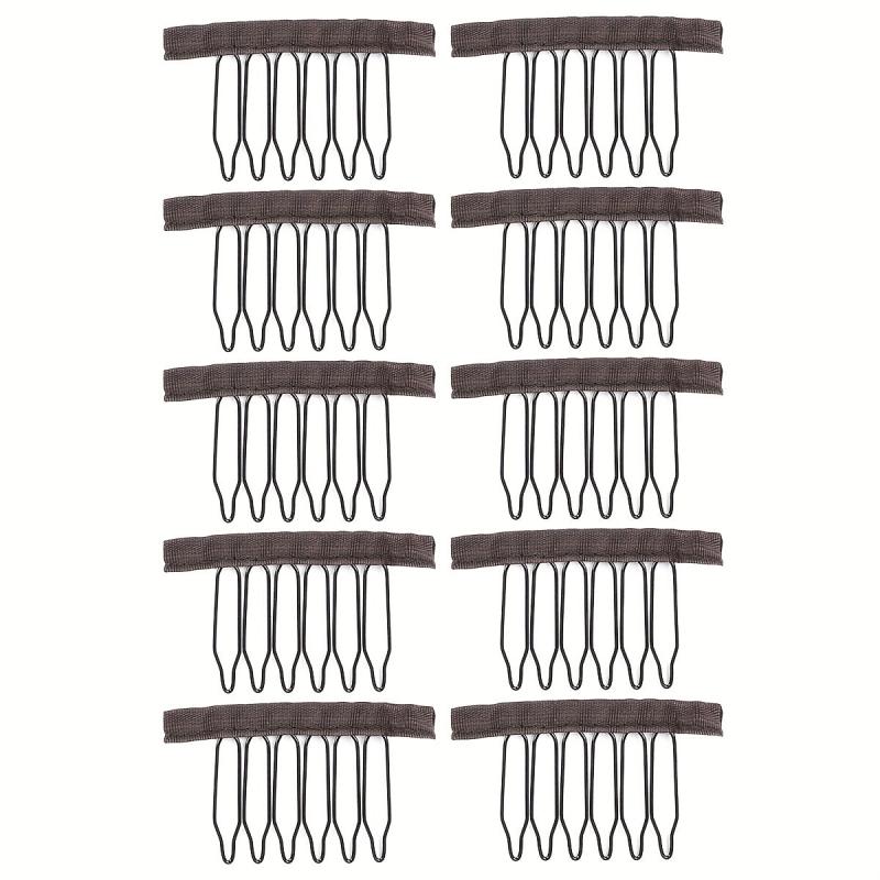10 Pcs Wig Combs 6 Teeth Wig Clips Hairpiece Caps Accessories Tools