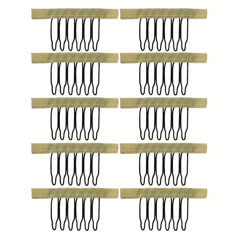 10 Pcs Wig Combs 6 Teeth Wig Clips Hairpiece Caps Accessories Tools