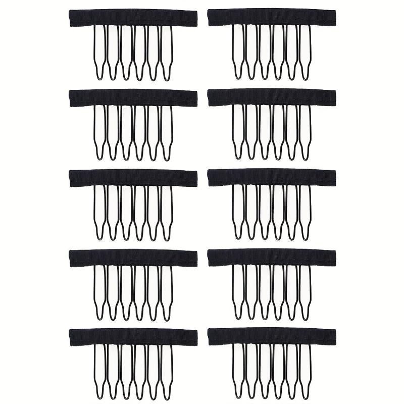 10 Pcs Wig Combs 6 Teeth Wig Clips Hairpiece Caps Accessories Tools