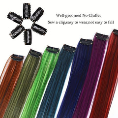 Colorful Long Straight Hair Extensions for Y2K Party