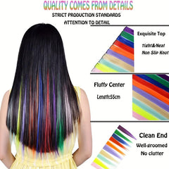 Colorful Long Straight Hair Extensions for Y2K Party