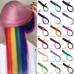 Colorful Long Straight Hair Extensions for Y2K Party