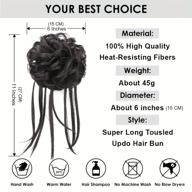 Messy Hair Bun Scrunchies Wavy Curly Ponytail Extension Chignon