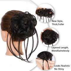 Messy Hair Bun Scrunchies Wavy Curly Ponytail Extension Chignon