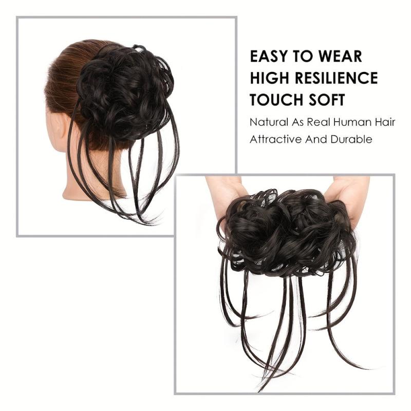Messy Hair Bun Scrunchies Wavy Curly Ponytail Extension Chignon
