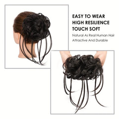 Messy Hair Bun Scrunchies Wavy Curly Ponytail Extension Chignon