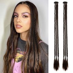 Small 3-Strand Box Braids Hair Pieces Synthetic Clip In Extensions