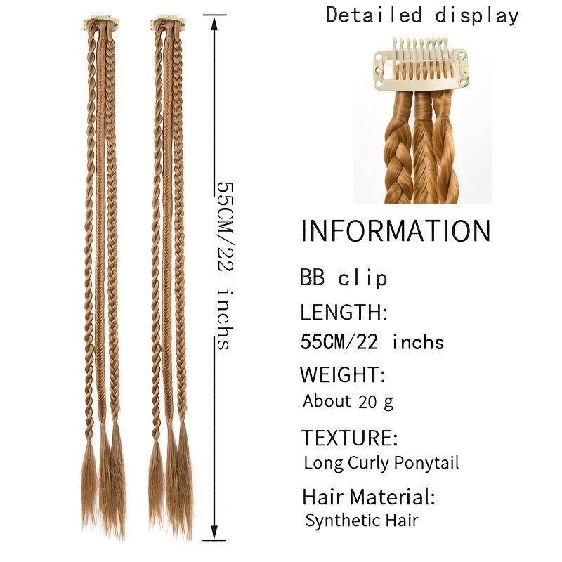 Small 3-Strand Box Braids Hair Pieces Synthetic Clip In Extensions