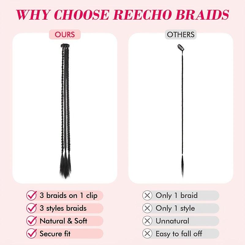 Small 3-Strand Box Braids Hair Pieces Synthetic Clip In Extensions