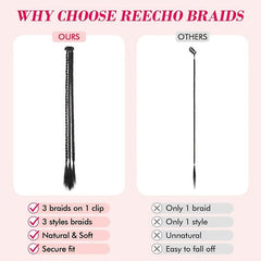 Small 3-Strand Box Braids Hair Pieces Synthetic Clip In Extensions