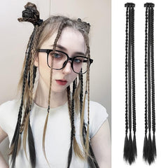 Small 3-Strand Box Braids Hair Pieces Synthetic Clip In Extensions