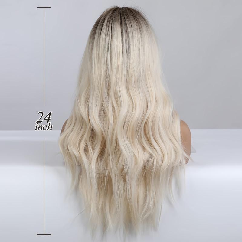 Blonde Ombre Wavy Wig with Dark Roots