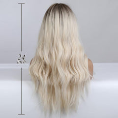 Blonde Ombre Wavy Wig with Dark Roots