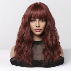 Long Curly Wavy Wigs With Bangs Female Synthetic Hair Replacement Wigs