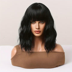 Long Curly Wavy Wigs With Bangs Female Synthetic Hair Replacement Wigs