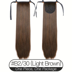 Long Straight Ponytail Extensions With Ribbon Ties