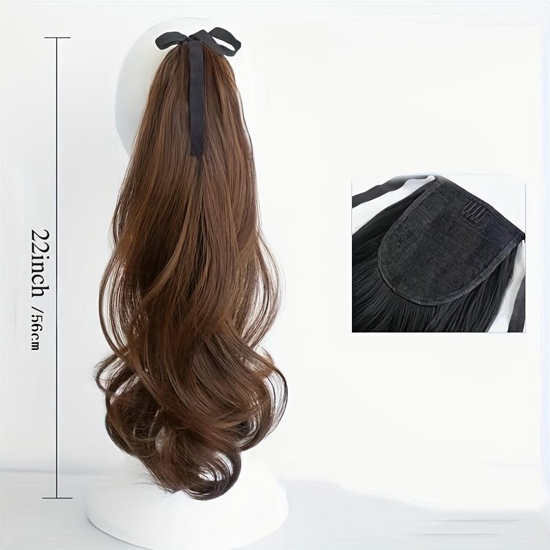 Wavy Hair Ponytail with Puffy Bandage Ponytail Wig
