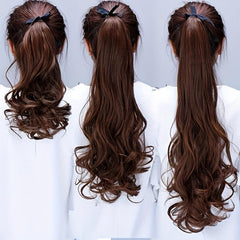 Wavy Hair Ponytail with Puffy Bandage Ponytail Wig