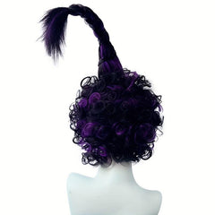 Purple Curly Short Wig With Bangs Top Pigtail Synthetic Wig Anime Cosplay