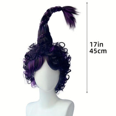 Purple Curly Short Wig With Bangs Top Pigtail Synthetic Wig Anime Cosplay