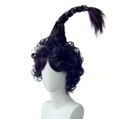 Purple Curly Short Wig With Bangs Top Pigtail Synthetic Wig Anime Cosplay