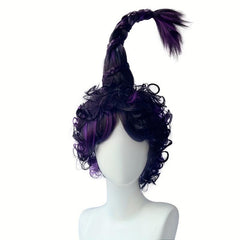 Purple Curly Short Wig With Bangs Top Pigtail Synthetic Wig Anime Cosplay