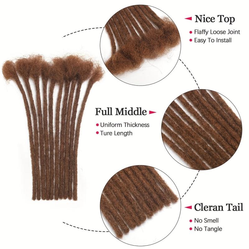 8 Inch Human Hair Dreadlock Extensions 10 Strands 100% Real Loc Extensions
