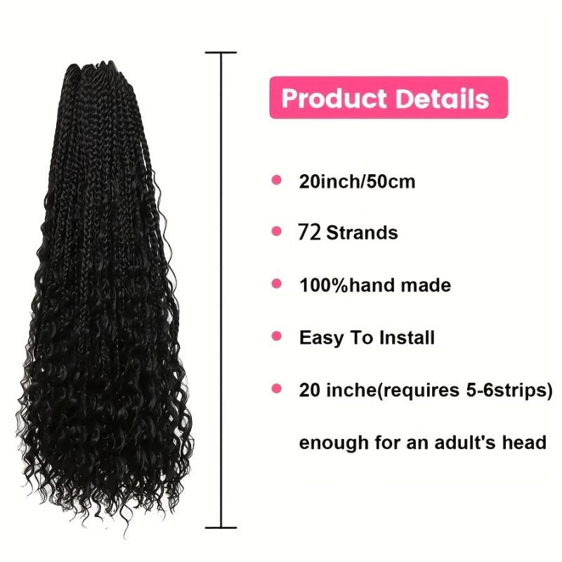6Packs 50 Curly Ends Goddess Box Braids Crochet Hair Extensions