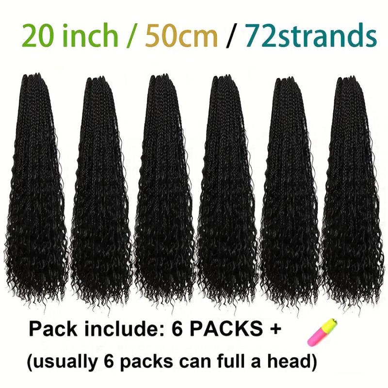 6Packs 50 Curly Ends Goddess Box Braids Crochet Hair Extensions