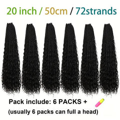 6Packs 50 Curly Ends Goddess Box Braids Crochet Hair Extensions