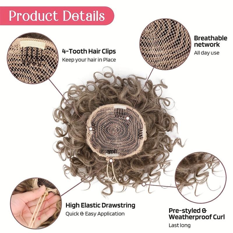 Messy Curly Bun Extension Synthetic Hair Piece with Drawstring Clip