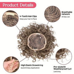 Messy Curly Bun Extension Synthetic Hair Piece with Drawstring Clip