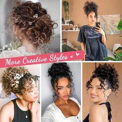 Messy Curly Bun Extension Synthetic Hair Piece with Drawstring Clip