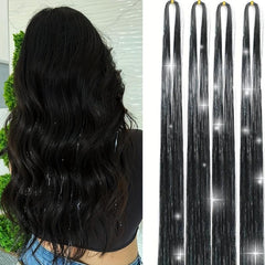 Y2K Tinsel Hair Extension 1200 Strands 121 92 Cm Sparkle Glitter Rainbow