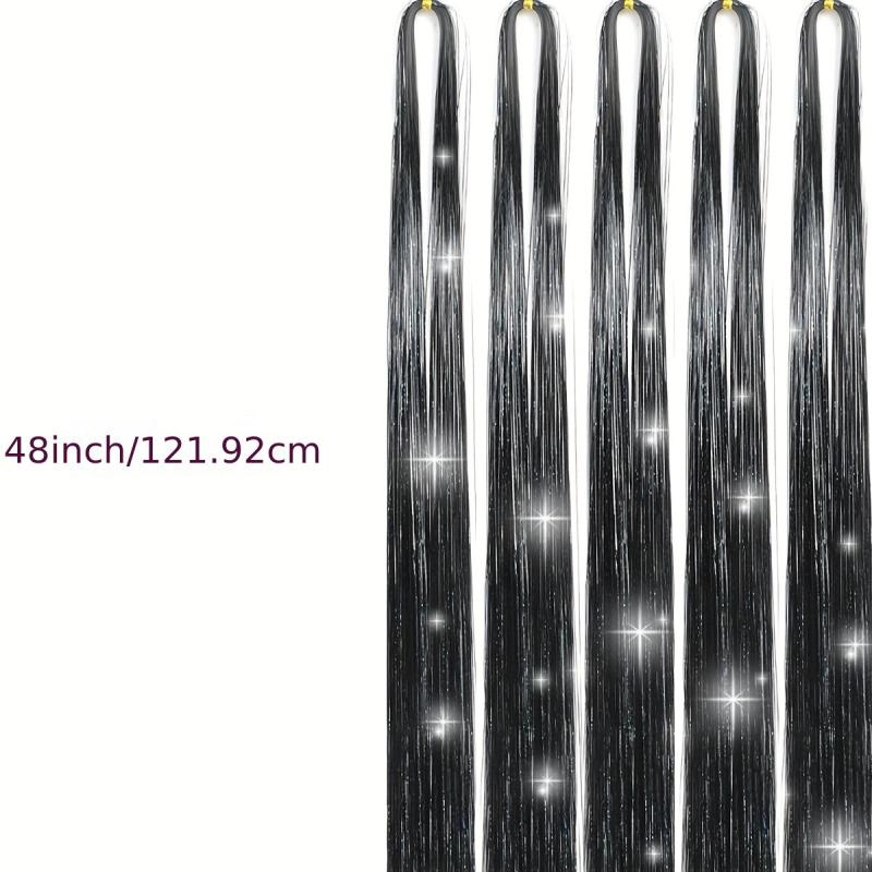 Y2K Tinsel Hair Extension 1200 Strands 121 92 Cm Sparkle Glitter Rainbow