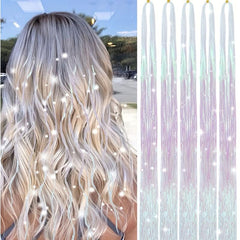 Y2K Tinsel Hair Extension 1200 Strands 121 92 Cm Sparkle Glitter Rainbow
