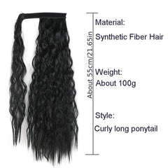 Long Wavy Ponytail Extension Clip In Heat Resistant Synthetic Hairpiece