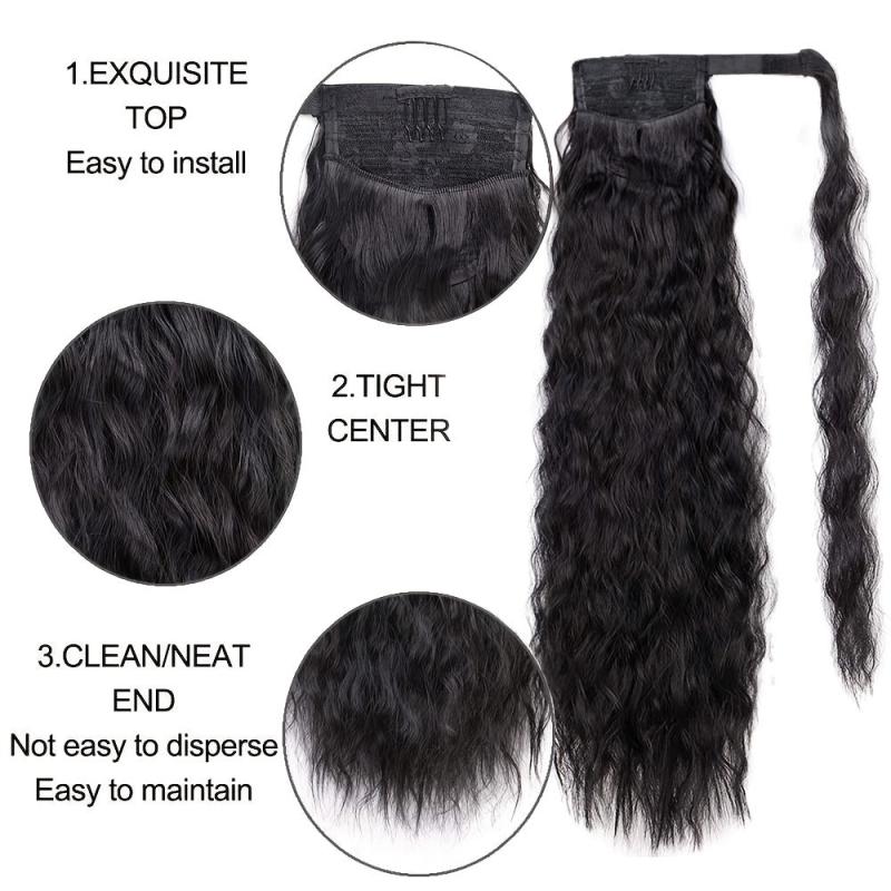 Long Wavy Ponytail Extension Clip In Heat Resistant Synthetic Hairpiece