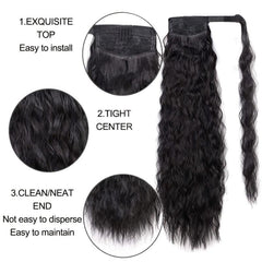 Long Wavy Ponytail Extension Clip In Heat Resistant Synthetic Hairpiece