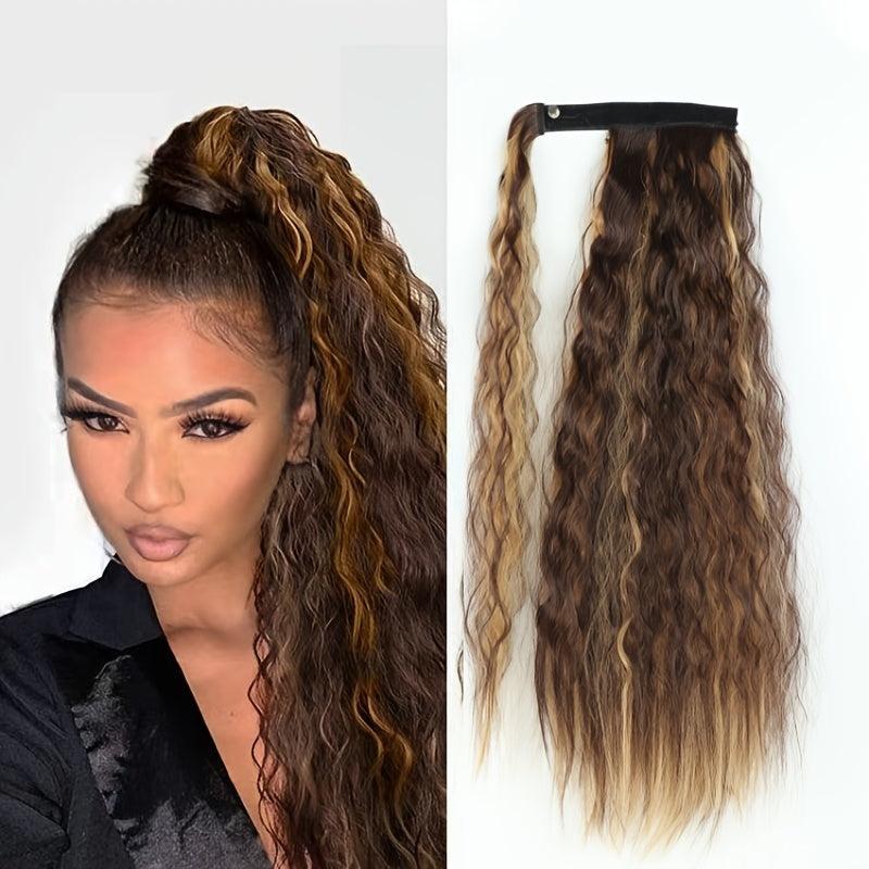 Long Wavy Ponytail Extension Clip In Heat Resistant Synthetic Hairpiece