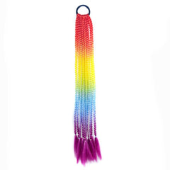 12 Rainbow Braids Hair Extensions Ponytail Accessories