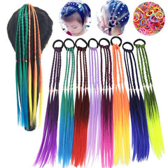12 Rainbow Braids Hair Extensions Ponytail Accessories