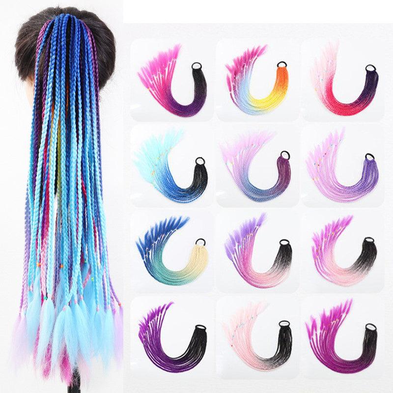 12 Rainbow Braids Hair Extensions Ponytail Accessories
